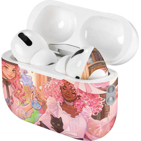 Pink Anime Witch Girls in Library with Cats by Ivy Dolamore AirPods Pro 2nd Gen Skin