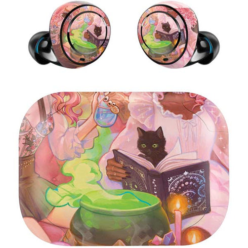 Pink Anime Witch Girls in Library with Cats by Ivy Dolamore Amazon Echo Buds Skin