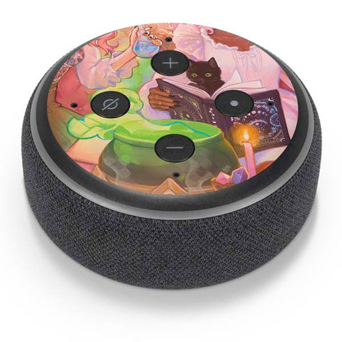 Pink Anime Witch Girls in Library with Cats by Ivy Dolamore Amazon Echo Dot Skin