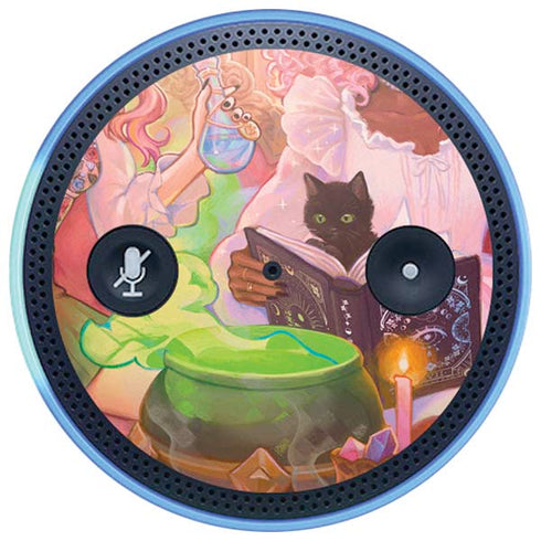 Pink Anime Witch Girls in Library with Cats by Ivy Dolamore Amazon Echo Skin