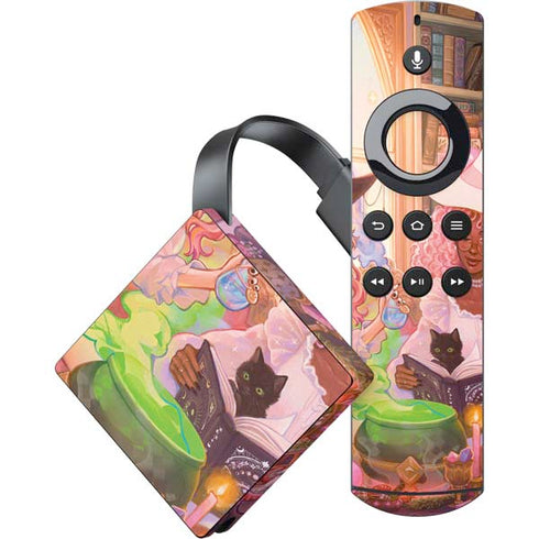 Pink Anime Witch Girls in Library with Cats by Ivy Dolamore Amazon Fire TV Skin