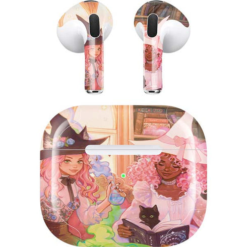 Pink Anime Witch Girls in Library with Cats by Ivy Dolamore Apple AirPods (3rd Gen 2021) Skin