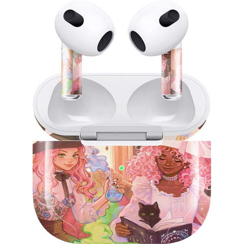 Pink Anime Witch Girls in Library with Cats by Ivy Dolamore Apple AirPods (3rd Gen 2021) Skin