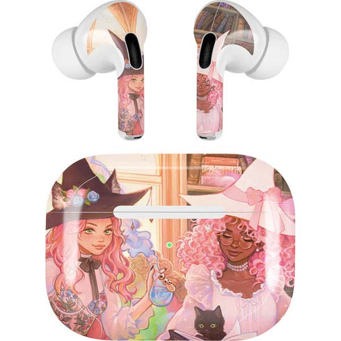 Pink Anime Witch Girls in Library with Cats by Ivy Dolamore Apple AirPods Pro Skin