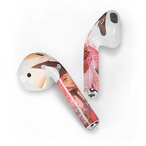 Pink Anime Witch Girls in Library with Cats by Ivy Dolamore Apple AirPods Skin