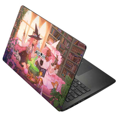 Pink Anime Witch Girls in Library with Cats by Ivy Dolamore Asus X502CA 15.6 Skin