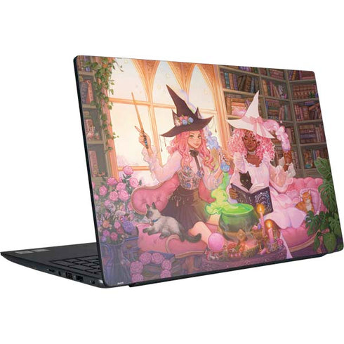 Pink Anime Witch Girls in Library with Cats by Ivy Dolamore Dell Vostro Skin