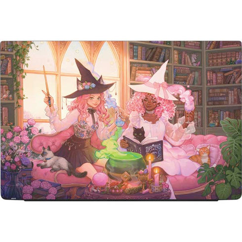 Pink Anime Witch Girls in Library with Cats by Ivy Dolamore Dell Vostro Skin