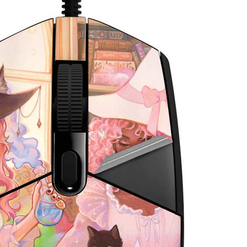 Pink Anime Witch Girls in Library with Cats by Ivy Dolamore G203 Prodigy RGB Wired Gaming Mouse Skin