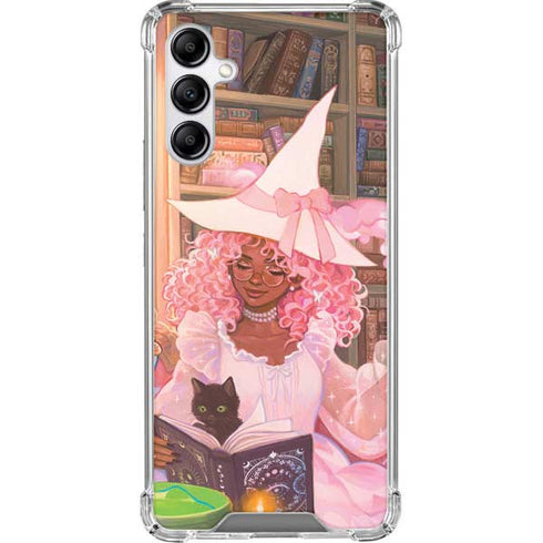 Pink Anime Witch Girls in Library with Cats by Ivy Dolamore Galaxy A14 5G Clear Case