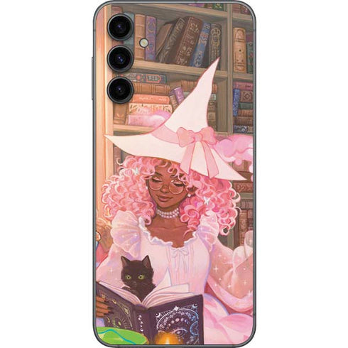 Pink Anime Witch Girls in Library with Cats by Ivy Dolamore Galaxy A14 5G Skin
