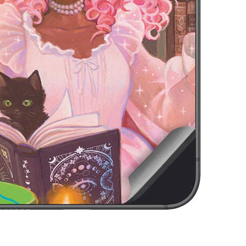 Pink Anime Witch Girls in Library with Cats by Ivy Dolamore Galaxy A14 5G Skin