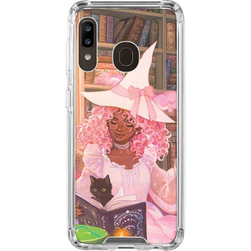 Pink Anime Witch Girls in Library with Cats by Ivy Dolamore Galaxy A30 Clear Case