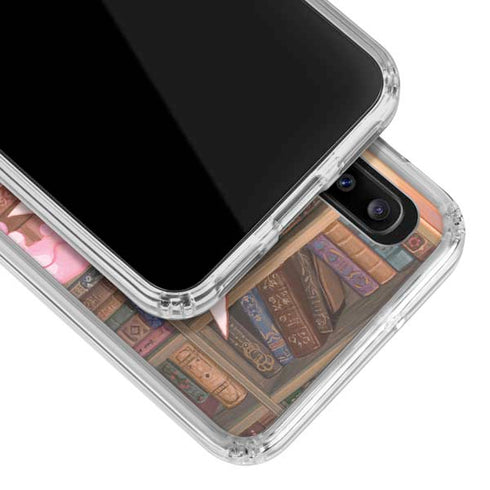 Pink Anime Witch Girls in Library with Cats by Ivy Dolamore Galaxy A30 Clear Case
