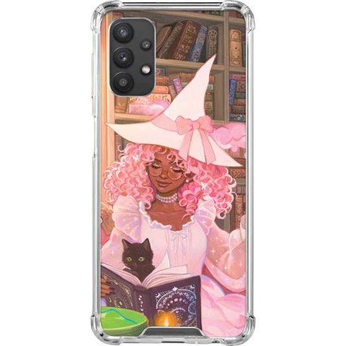 Pink Anime Witch Girls in Library with Cats by Ivy Dolamore Galaxy A32 5G Clear Case