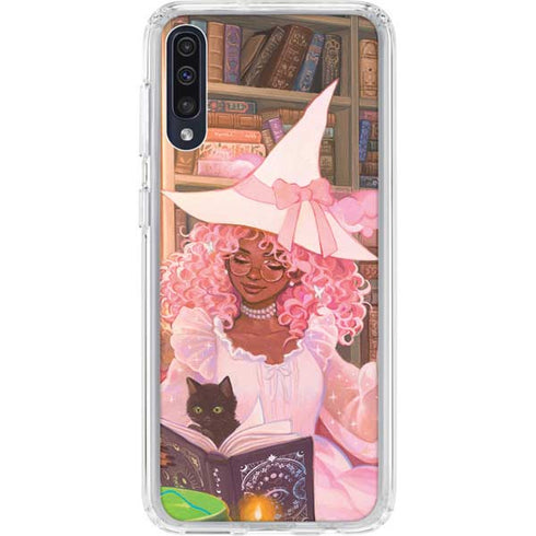 Pink Anime Witch Girls in Library with Cats by Ivy Dolamore Galaxy A50 Clear Case