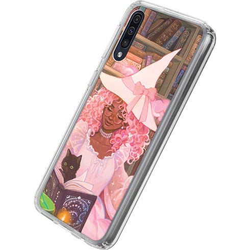 Pink Anime Witch Girls in Library with Cats by Ivy Dolamore Galaxy A50 Clear Case