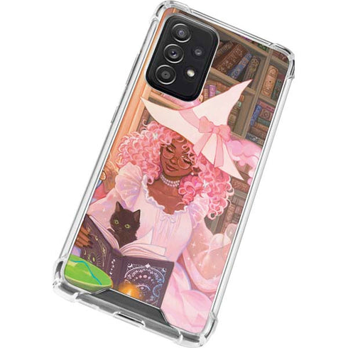 Pink Anime Witch Girls in Library with Cats by Ivy Dolamore Galaxy A72 5G Clear Case