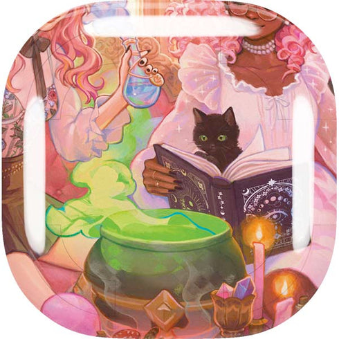 Pink Anime Witch Girls in Library with Cats by Ivy Dolamore Galaxy Buds Live Skin