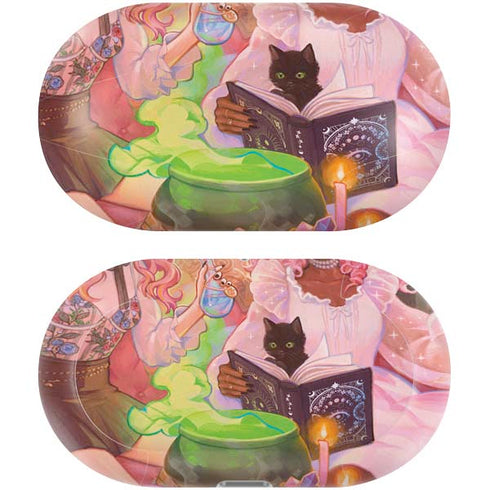 Pink Anime Witch Girls in Library with Cats by Ivy Dolamore Galaxy Buds Plus Skin