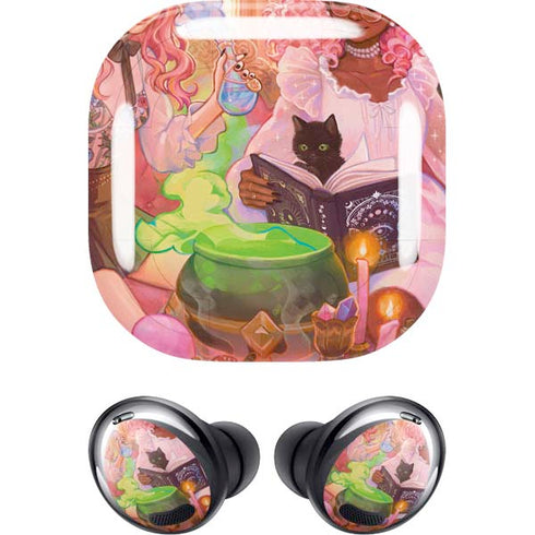 Pink Anime Witch Girls in Library with Cats by Ivy Dolamore Galaxy Buds Pro Skin