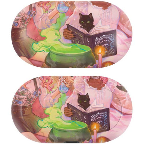 Pink Anime Witch Girls in Library with Cats by Ivy Dolamore Galaxy Buds Skin
