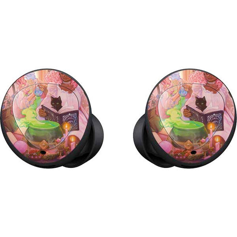 Pink Anime Witch Girls in Library with Cats by Ivy Dolamore Galaxy Buds Skin