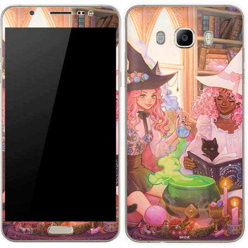 Pink Anime Witch Girls in Library with Cats by Ivy Dolamore Galaxy J7 Skin