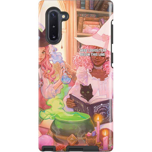 Pink Anime Witch Girls in Library with Cats by Ivy Dolamore Galaxy Note 10 Pro Case
