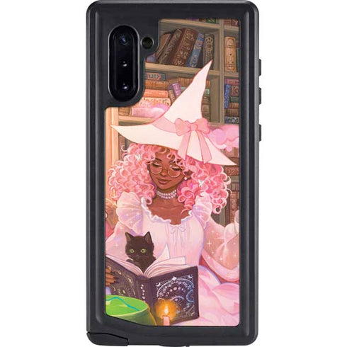 Pink Anime Witch Girls in Library with Cats by Ivy Dolamore Galaxy Note 10 Waterproof Case