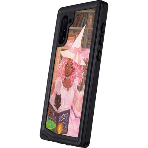 Pink Anime Witch Girls in Library with Cats by Ivy Dolamore Galaxy Note 10 Waterproof Case
