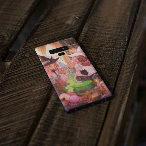 Pink Anime Witch Girls in Library with Cats by Ivy Dolamore Galaxy Note 9 Skin