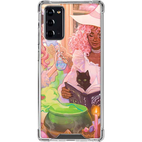 Pink Anime Witch Girls in Library with Cats by Ivy Dolamore Galaxy Note20 5G Clear Case