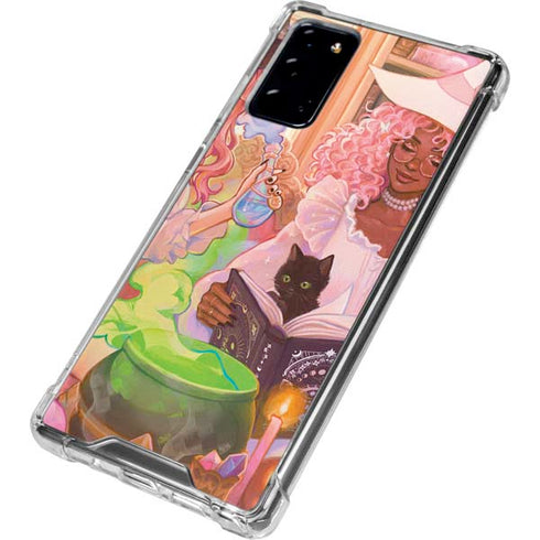 Pink Anime Witch Girls in Library with Cats by Ivy Dolamore Galaxy Note20 5G Clear Case