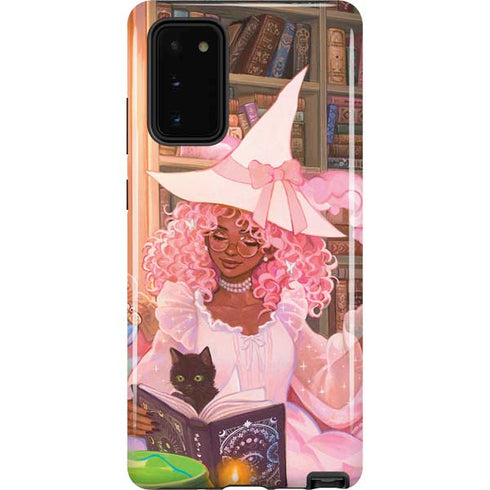 Pink Anime Witch Girls in Library with Cats by Ivy Dolamore Galaxy Note20 5G Pro Case