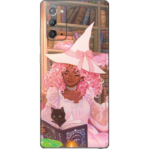 Pink Anime Witch Girls in Library with Cats by Ivy Dolamore Galaxy Note20 5G Skin