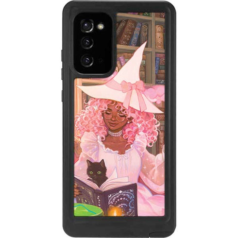 Pink Anime Witch Girls in Library with Cats by Ivy Dolamore Galaxy Note20 5G Waterproof Case