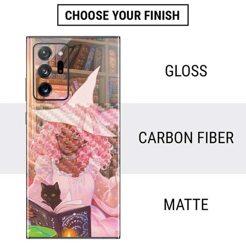 Pink Anime Witch Girls in Library with Cats by Ivy Dolamore Galaxy Note20 Ultra 5G Skin