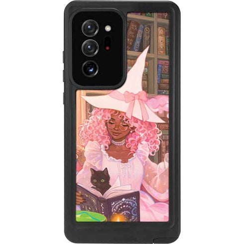 Pink Anime Witch Girls in Library with Cats by Ivy Dolamore Galaxy Note20 Ultra 5G Waterproof Case