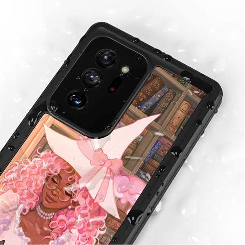 Pink Anime Witch Girls in Library with Cats by Ivy Dolamore Galaxy Note20 Ultra 5G Waterproof Case