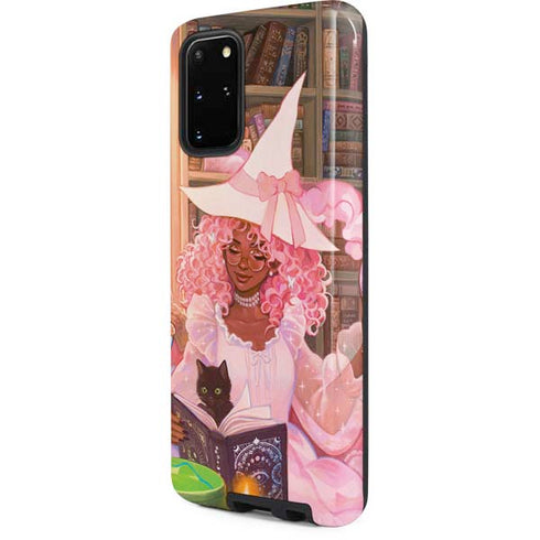 Pink Anime Witch Girls in Library with Cats by Ivy Dolamore Galaxy S20 Plus Pro Case
