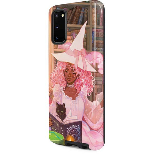 Pink Anime Witch Girls in Library with Cats by Ivy Dolamore Galaxy S20 Pro Case