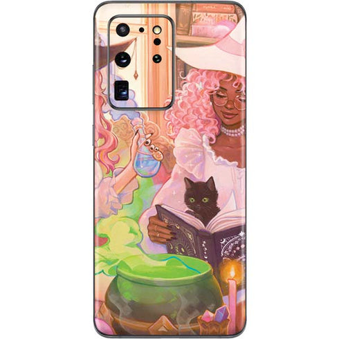 Pink Anime Witch Girls in Library with Cats by Ivy Dolamore Galaxy S20 Ultra 5G Skin