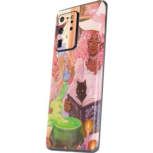 Pink Anime Witch Girls in Library with Cats by Ivy Dolamore Galaxy S20 Ultra 5G Skin