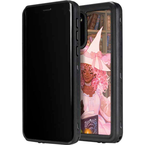 Pink Anime Witch Girls in Library with Cats by Ivy Dolamore Galaxy S20 Waterproof Case