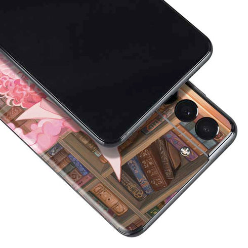 Pink Anime Witch Girls in Library with Cats by Ivy Dolamore Galaxy S21 5G Skin