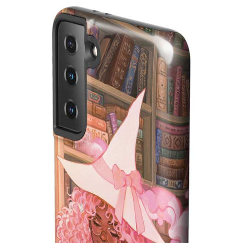 Pink Anime Witch Girls in Library with Cats by Ivy Dolamore Galaxy S21 FE Pro Case