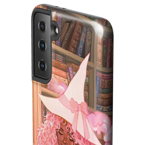 Pink Anime Witch Girls in Library with Cats by Ivy Dolamore Galaxy S21 Plus 5G Pro Case