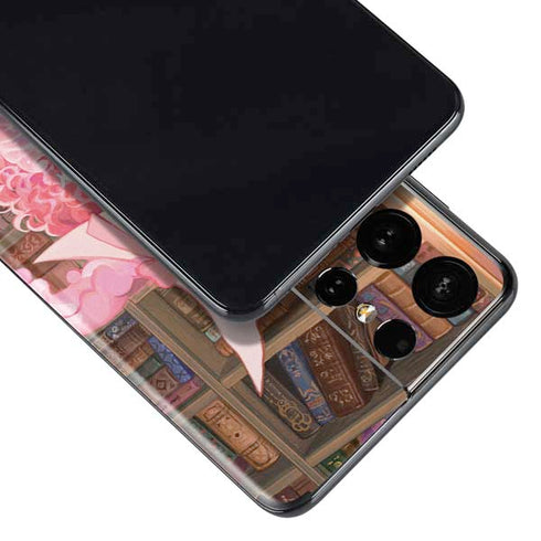 Pink Anime Witch Girls in Library with Cats by Ivy Dolamore Galaxy S21 Ultra 5G Skin