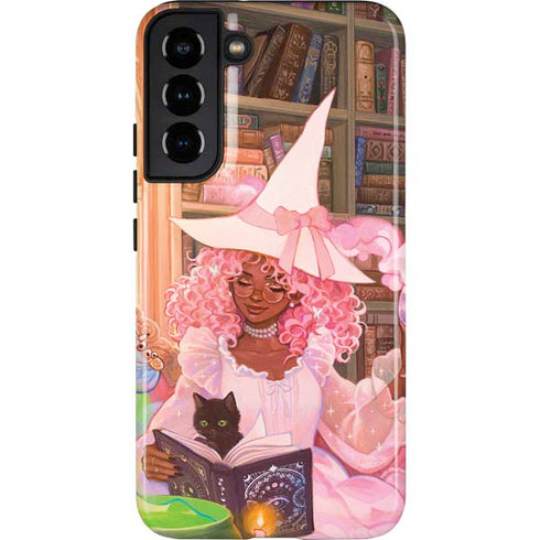 Pink Anime Witch Girls in Library with Cats by Ivy Dolamore Galaxy S22 Plus Pro Case